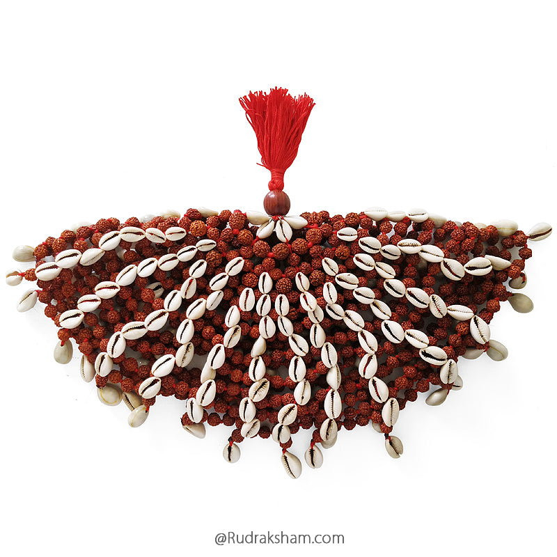 Rudraksha Kauri Hat for meditation and peace of mind, Kaudi-Cowrie