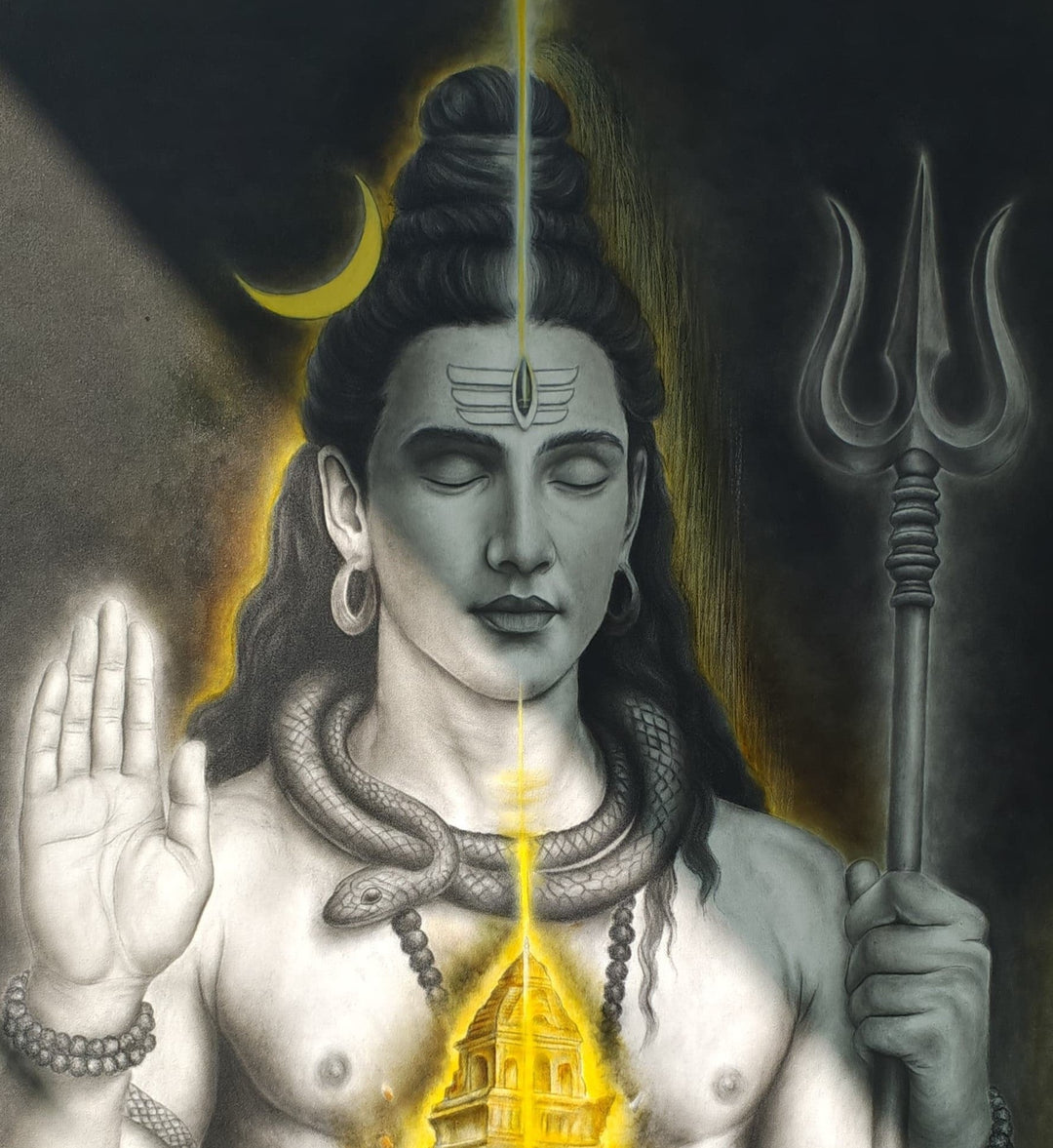 Tripurantaka Shiva - Original painting by Nairiti Jain - Copyright 2026 Rudraksham