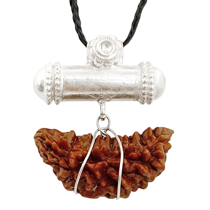 1 Mukhi Rudraksha Yantra Kavach - One ( Ek ) Mukhi Rudraksha Yantra on Bhoj Patra | Ek Mukhi Rudraksha Bead Pendant | Half Moon Shaped One Mukhi Rudraksha Indian Bead Copper