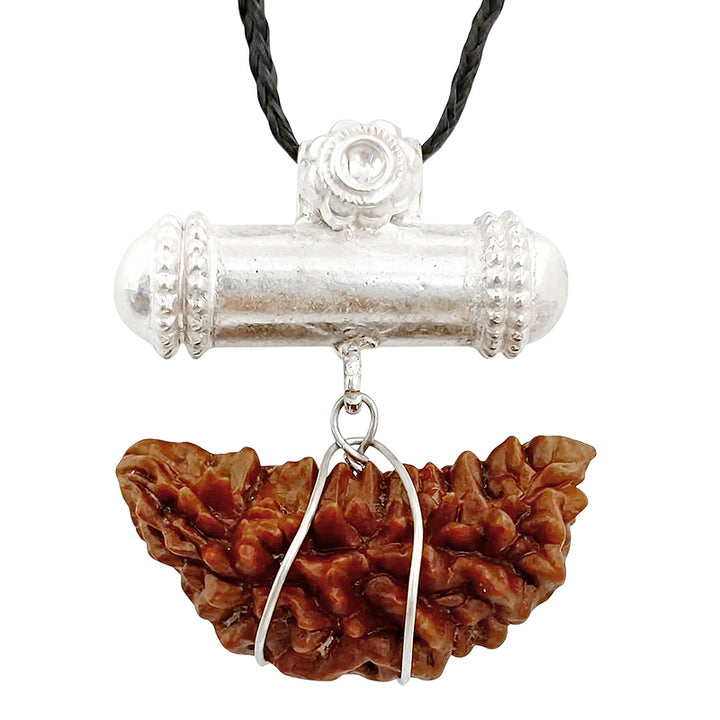 1 Mukhi Rudraksha Yantra Kavach - One ( Ek ) Mukhi Rudraksha Yantra on Bhoj Patra | Ek Mukhi Rudraksha Bead Pendant | Half Moon Shaped One Mukhi Rudraksha Indian Bead Copper