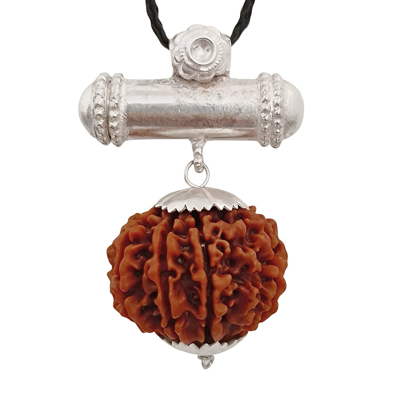 9 Mukhi Rudraksha Yantra Kavach - Nine Mukhi Rudraksha Yantra on Bhoj Patra | 9 Mukhi Rudraksha Bead Pendant | Nau Mukhi Nine Faced Rudraksha Bead from Nepal Copper