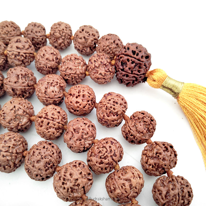 5 Mukhi Rudraksha Nepalese Japa Mala Rosary | 108 Beads Nepal Rudraksha Kantha Mala In Thread