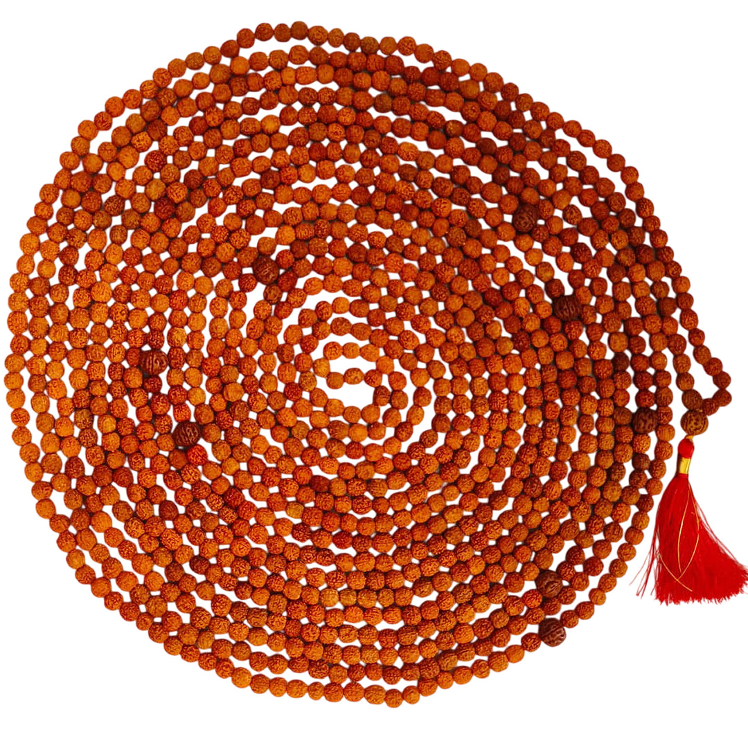 1008 Beads 5 Mukhi Rudraksha Mala with Tassel ( 12 mm ) | Spiritual & Meditation Rosary, Original and Energised Rudraksha mala 1008 beads necklace