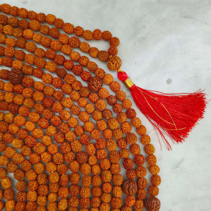 1008 Beads 5 Mukhi Rudraksha Mala with Tassel ( 12 mm ) | Spiritual & Meditation Rosary, Original and Energised Rudraksha mala 1008 beads necklace