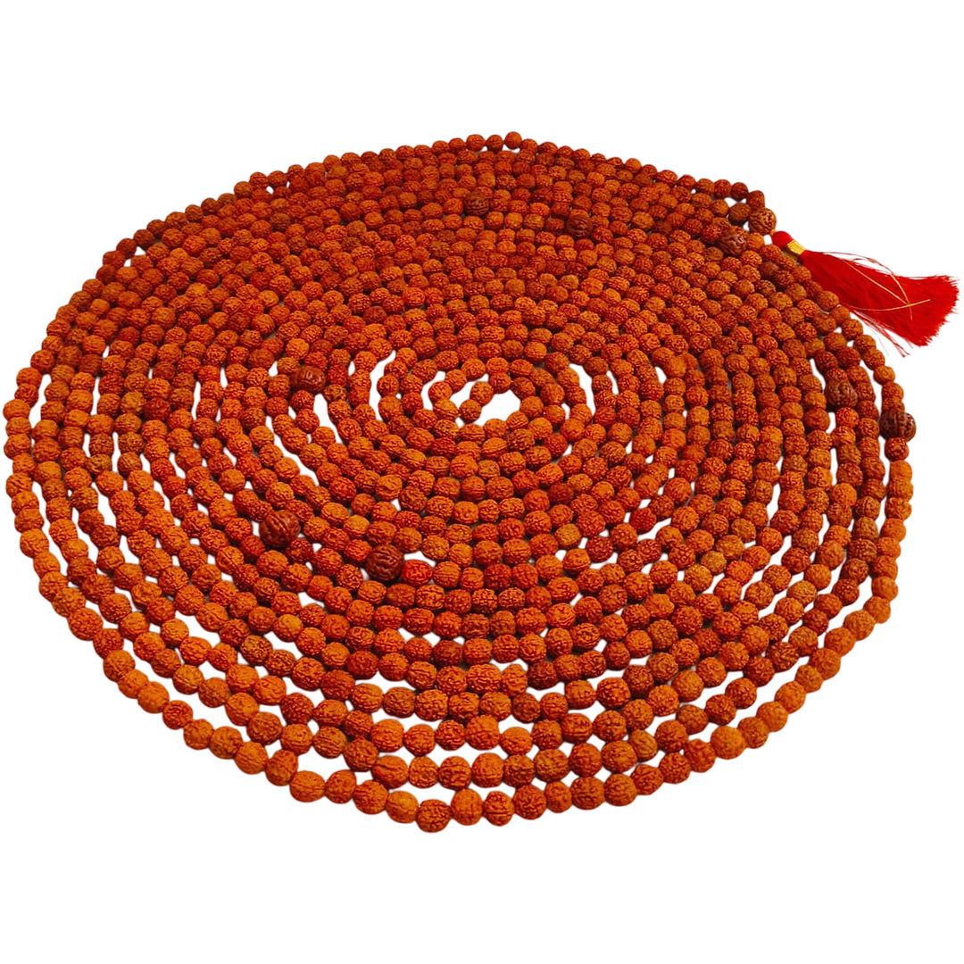 1008 Beads 5 Mukhi Rudraksha Mala with Tassel ( 12 mm ) | Spiritual & Meditation Rosary, Original and Energised Rudraksha mala 1008 beads necklace