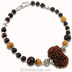 13 Mukhi Rudraksha Armlet | Thirteen ( Terah ) Mukhi Nepal Bead Armlet with Red and White Sandalwood Beads and Silver accessories | Natural & Energised 13 Mukhi Arm Bracelet