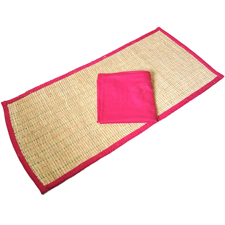 Kusha Mat - Puja / Pooja Asana - 6 Feet Kush Grass Meditation Mat | Darbha Grass Yoga Mat | Prayer Rug | Handmade Aasana Mat for Meditation | Natural Yoga Mat | Also available with Cover