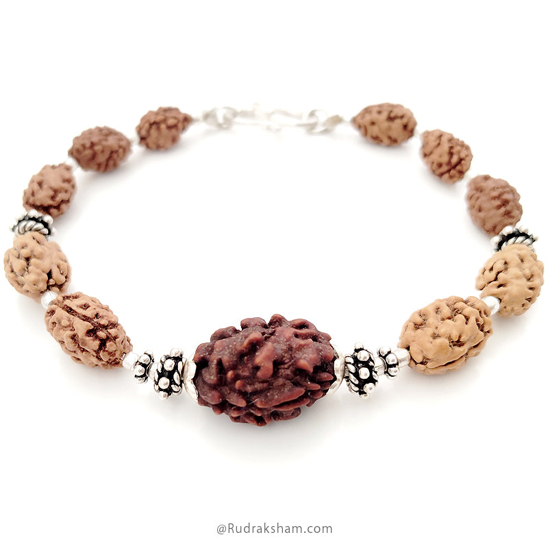 2 Mukhi Rudraksha Bracelet | Two Mukhi Rudraksha Indian & Java Beads Silver Bracelet | Do Mukhi Rudraksha wrist Bracelet with Silver Accessories