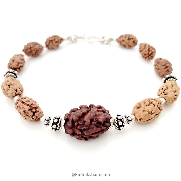 2 Mukhi Rudraksha Bracelet | Two Mukhi Rudraksha Indian & Java Beads Silver Bracelet | Do Mukhi Rudraksha wrist Bracelet with Silver Accessories