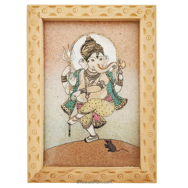 Ganesha Gemstone Paintings | Rajasthani Gem Stone Picture with Wooden Frame | Ganapati, Vinayaka, Vighneswara