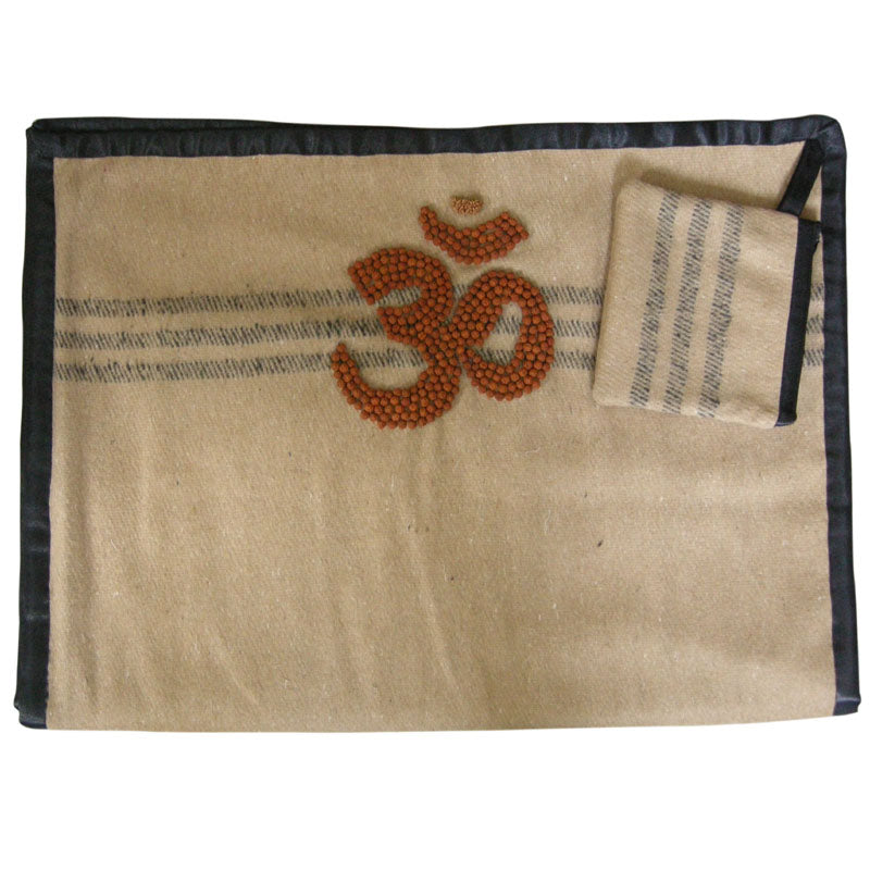  Woolen Aasan Mat for Meditation | Camel Color Woolen Mat | Yoga Rug | Woolen Pooja Mat with FREE Yoga Mat Bag and Rudraksha mala for japa