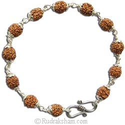 Rare Power Bracelet | 4 Mukhi Bracelet | Four / Char Mukhi Rudraksha Bracelet with Silver Caps and Links | 6mm Beads of 4 Mukhi Rudraksha for blessings of Goddess Saraswati