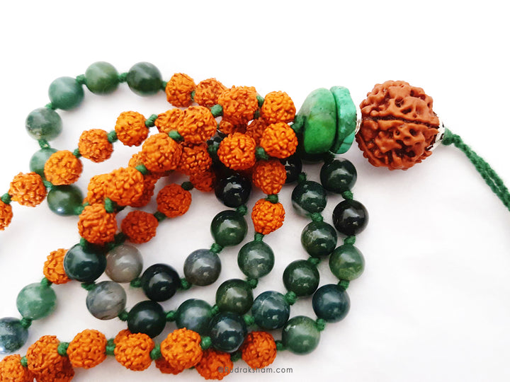  Moss Agate and Turquoise bead Silver Necklace with Fish Pendant