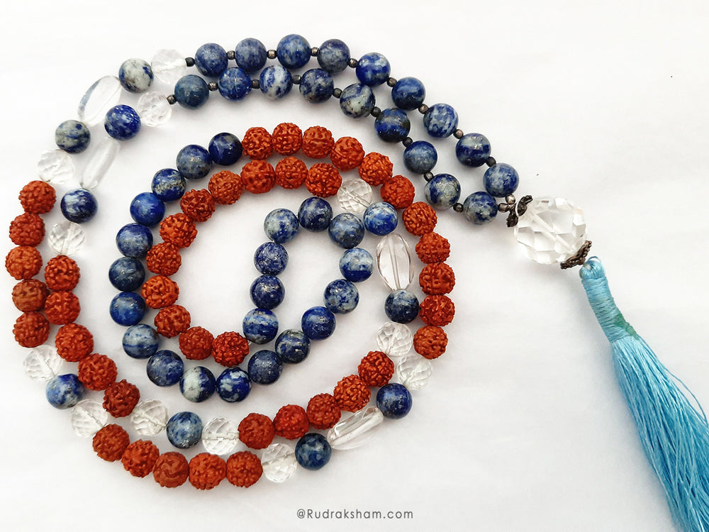 Lapis Lazuli - Sphatik - Rudraksha Necklace