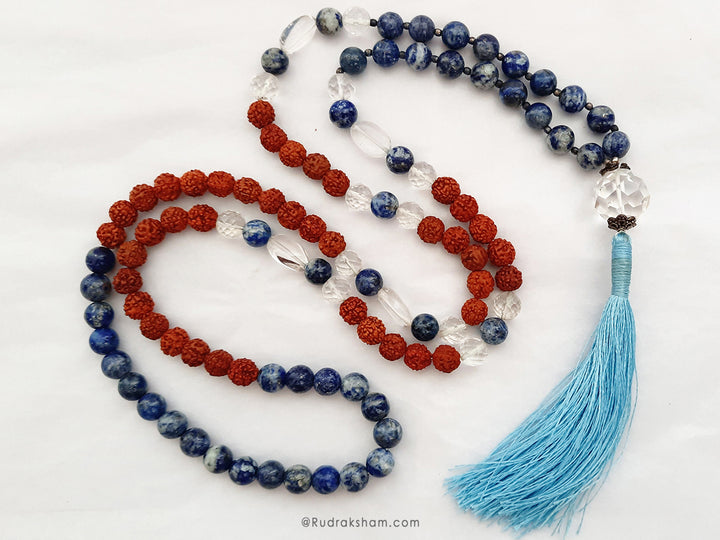 Lapis Lazuli - Sphatik - Rudraksha Necklace
