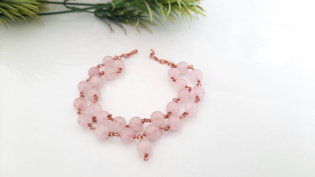 Rose Quartz Bracelet in Copper