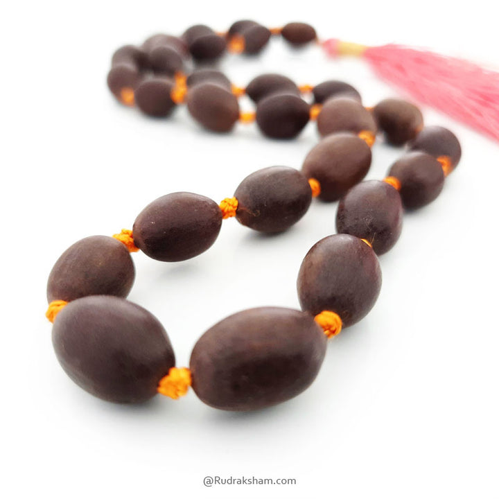 Lotus Seed Japa Mala | 27 + 1 Original Lotus Seed Beads Japa Mala Rosary | Kamal Gatta Beads Mala Bracelet in Thread with Silk Tassel