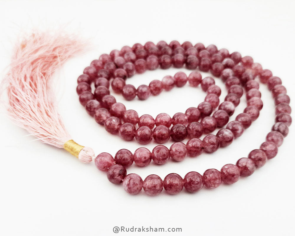  Natural Round Tourmaline Gemstone 108 + 1 Beads Necklace | Original Pink Tourmaline Stone Chakra Mala 