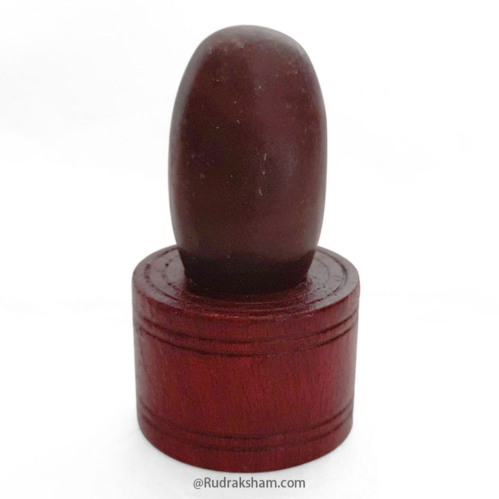 Narmadeshwar Shivalingam with Wooden Jaladhari Base Red ( 65g to 80g ), Banalingam With Wooden Stand, Narmada Shivling wood base Jalhari