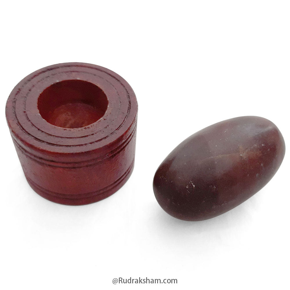 Narmdeshwar Shivling with Wooden Jalhari Base Red - 4