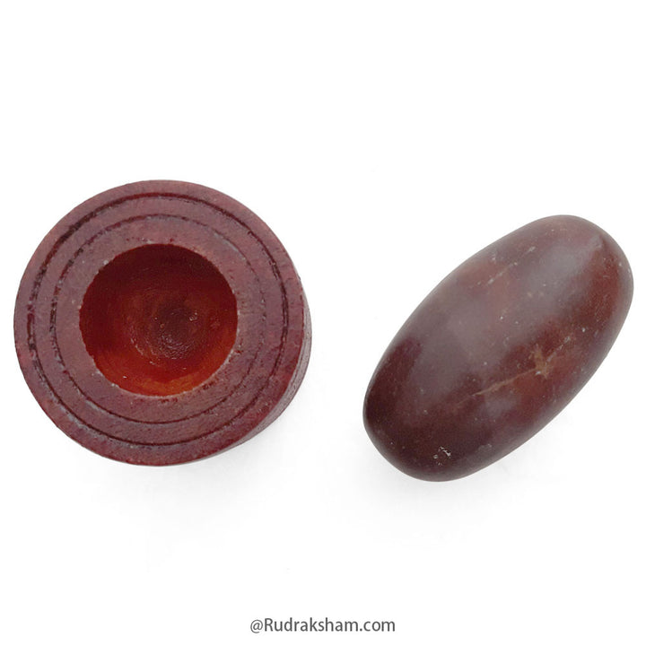 Narmdeshwar Shivling with Wooden Jalhari Base Red - 4