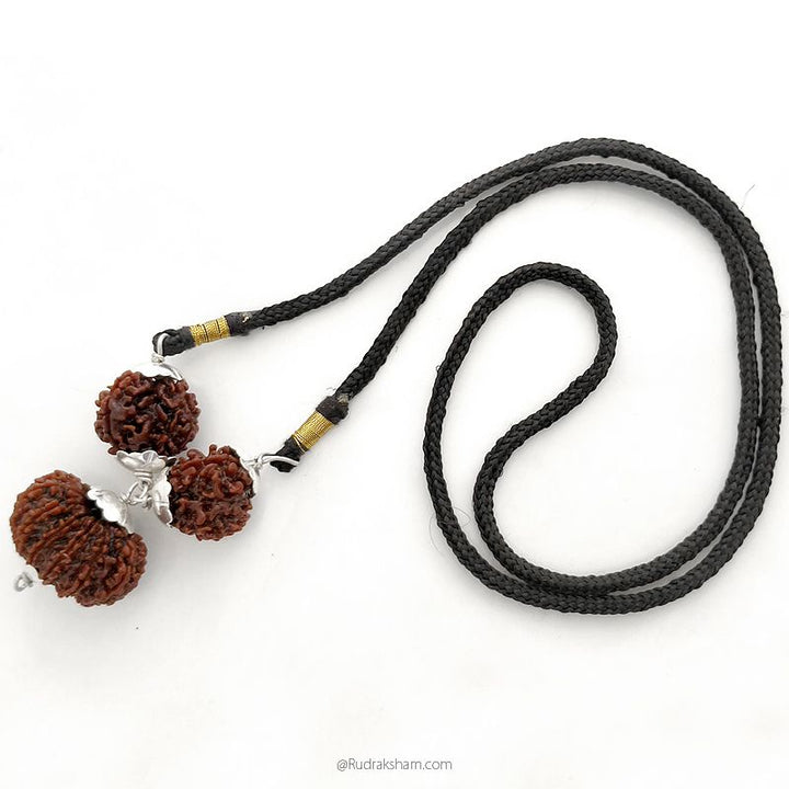Agya Chakra | Ajna Chakra Power Pendant | Intuition Power and 6th Sense Power Pendant | Combination Of 3 Mukhi Rudraksha and 14 Mukhi Rudraksha Pendant in silver