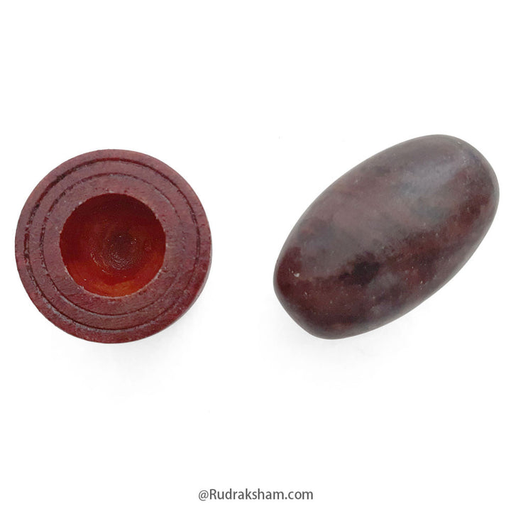 Narmdeshwar Shivling with Wooden Jalhari Base Red - 6