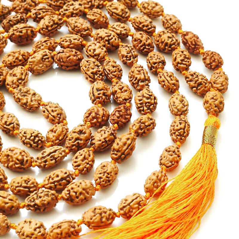 2 Mukhi Rudraksha Indonesian Beads Japa Mala | 108 Beads Java Two Mukhi Rudraksha Beads Kantha Mala | Unity Mala