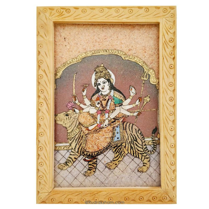 Maa Durga Gemstone Paintings | Rajasthani Gem Stone Picture with Wooden Frame