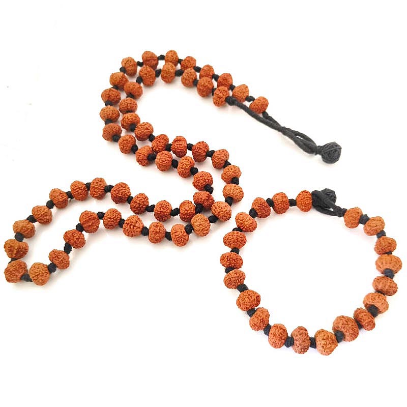 11 MUKHI RUDRAKSHA INDONESIAN BEADS JAPA MALA AND BRACELET SET | 54 BEADS JAVA DUS MUKHI RUDRAKSHA BEADS KANTHA AND 20 BEADS BRACELET SET | 11 MUKHI MALA AND BRCELET SET