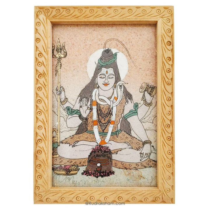 Lord Shiva Gemstone Paintings | Gem Stone Picture with Wooden Frame