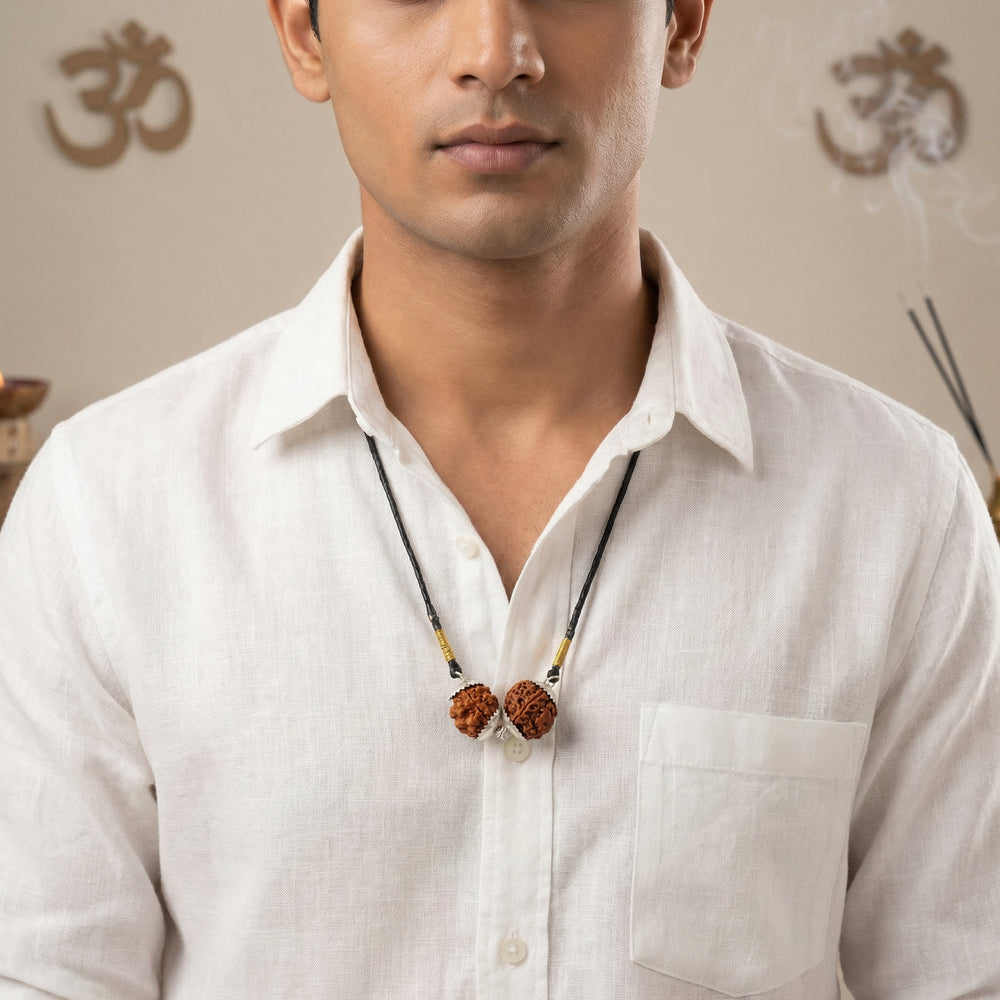 Gemini (Mithun) Business & Communication Bundle - 4 & 6 Mukhi Rudraksha Large Copper Cap