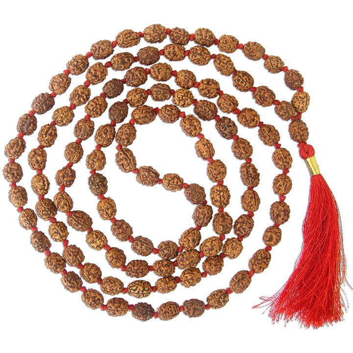  3 Mukhi Rudraksha Indonesian Beads Japa Mala | 108 Beads Java Three Mukhi Rudraksha Beads Kantha Mala | Teen Mukhi Mala Rosary