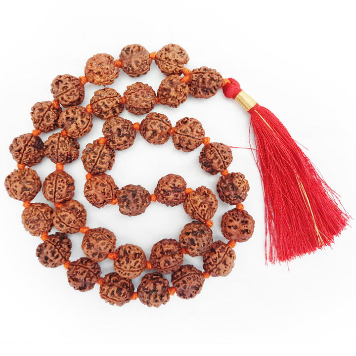  3 Mukhi Rudraksha Nepalese Mala in Thread | To Pacify planet MARS | Teen Mukhi Mala Rosary