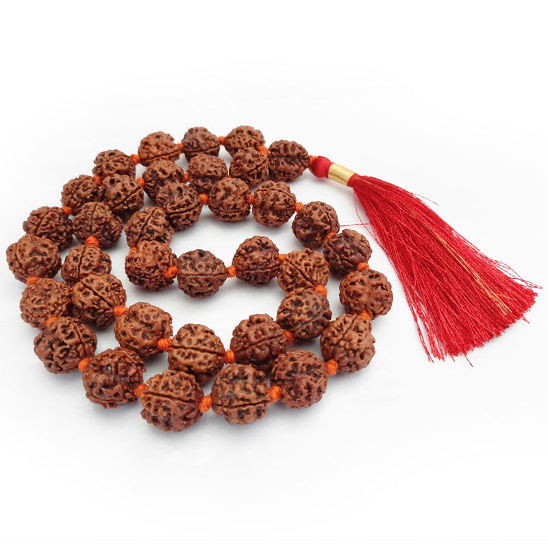  3 Mukhi Rudraksha Nepalese Mala in Thread | To Pacify planet MARS | Teen Mukhi Mala Rosary