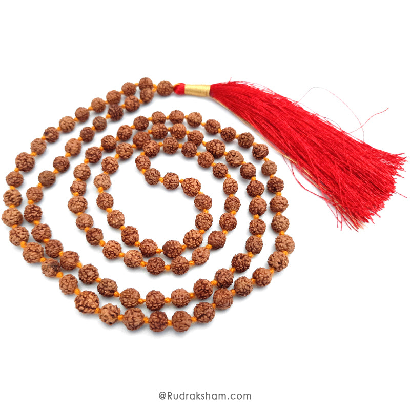 4 Mukhi Rudraksha Indonesian Beads Japa Mala | 108 Beads Java Four Mukhi Rudraksha Beads Mala Rosary | To Pacify Planet Mercury