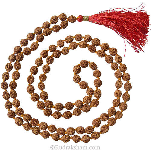 4 Mukhi Rudraksha Indonesian Beads Japa Mala | 108 Beads Java Four Mukhi Rudraksha Beads Mala Rosary | To Pacify Planet Mercury