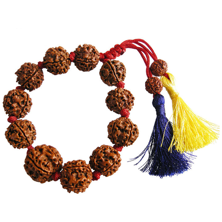 ( 18-20mm ) 5 Mukhi Rudraksha Beads Mala Bracelet | Rudraksha Bracelet in thread with twin Tassel