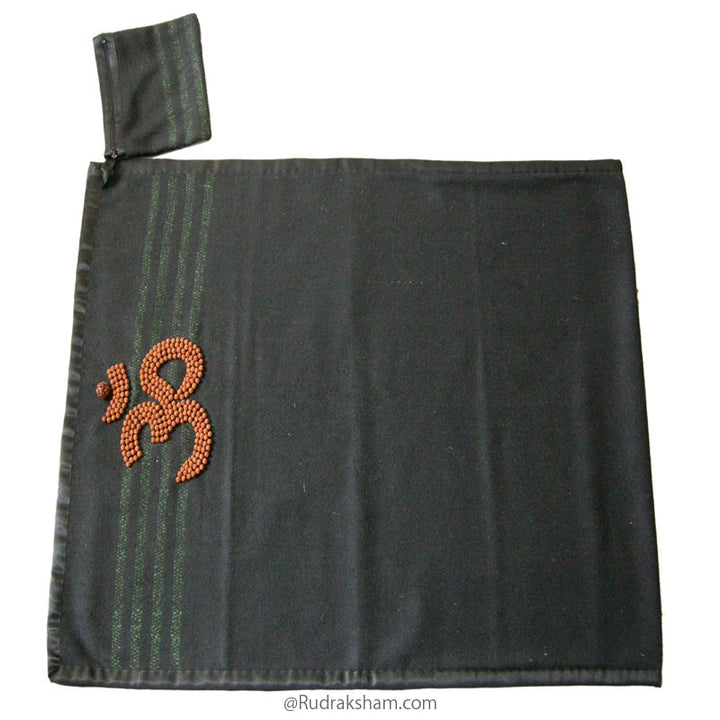  Rudraksha Yoga Mat for Meditation and Spirituality | Black Woolen Mat | Yoga Rug | Woolen Pooja Mat with FREE  Yoga Mat Bag and Rudraksha mala for japa