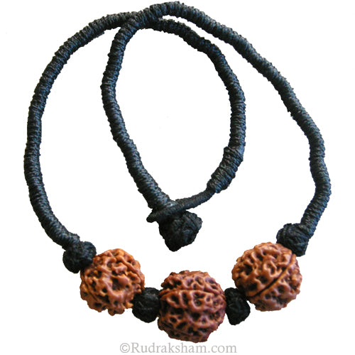 5 Mukhi Rudraksha Bead Triple Pendant In Thread | Five Mukhi