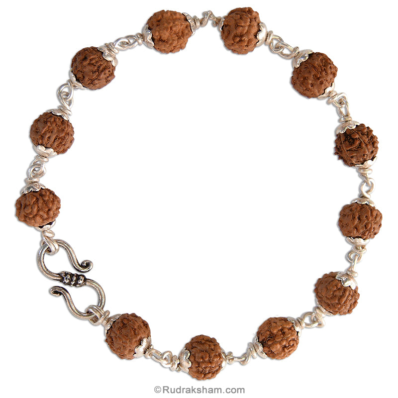 7 Mukhi Bracelet for Saturn | Seven / Saat Mukhi Rudraksha Bracelet with Silver Caps and Links | 7 faced Rudraksha Silver Bracelet | Original & Energised 9mm Beads of 7 / Saat Mukhi