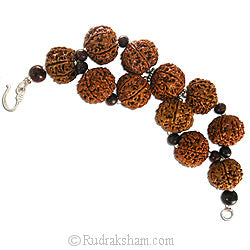 7 Mukhi Saturn Bracelet | Seven Mukhi Nepal Rudraksha with Red Sandalwood Beads and Silver Accessories | Energised Saat Mukhi Wrist Bracelet  for Meditation