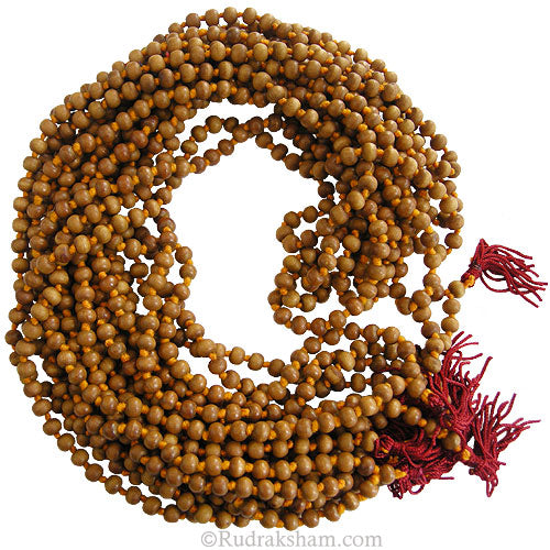 8 mm White Chandan Sandalwood Mala - Plain Smooth Round White Sandalwood Beads Rosary Wholesale Pack of 10 Mala for Wearing or doing Japa