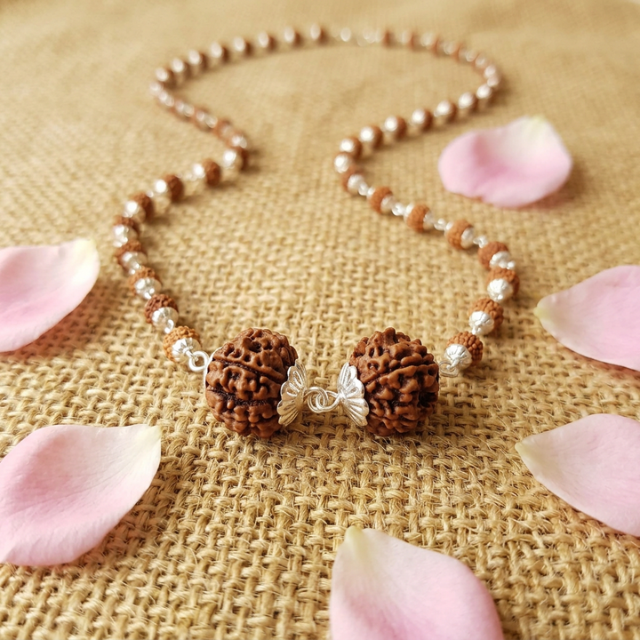 Taurus (Vrish) Stability & Wisdom Bundle - 4 & 7 Mukhi Rudraksha Large Rudraksha Mala