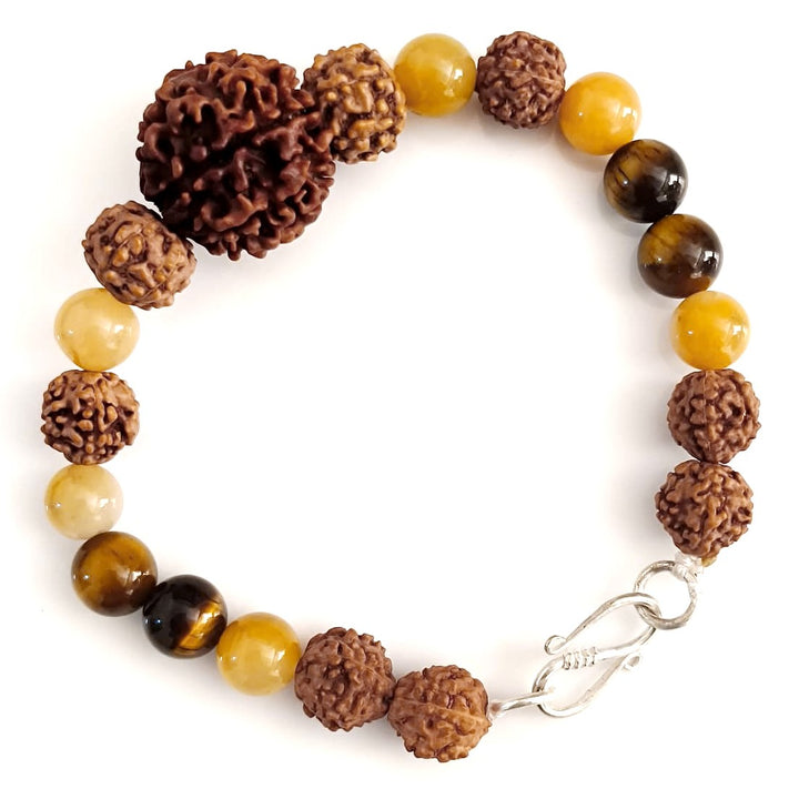 Kuber's Fortune Bracelet: 7 Mukhi & 6 Mukhi Rudraksha with Yellow Aventurine for Wealth & Opportunity