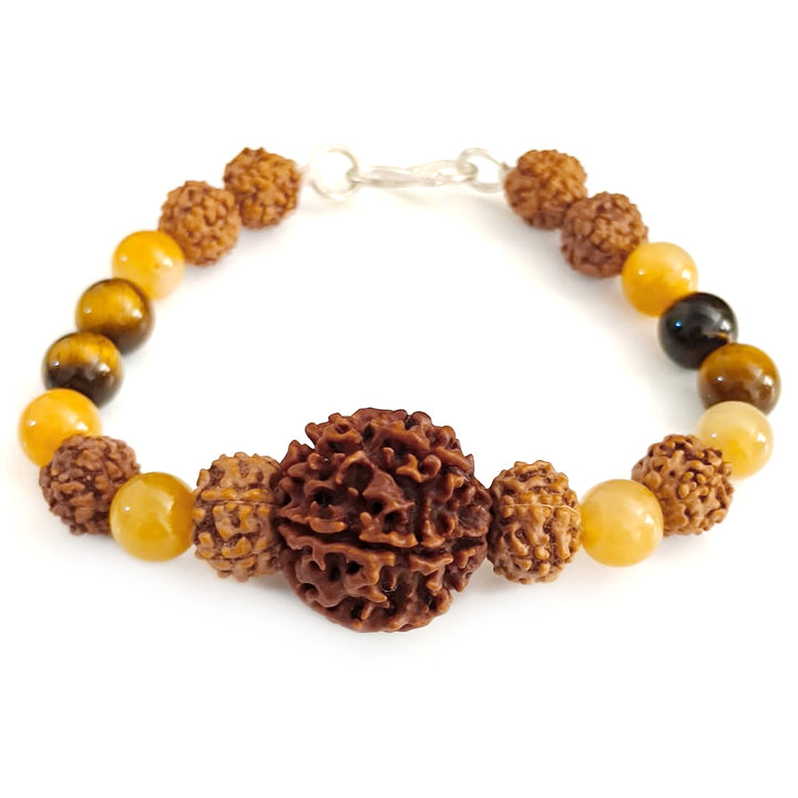 Kuber's Fortune Bracelet: 7 Mukhi & 6 Mukhi Rudraksha with Yellow Aventurine for Wealth & Opportunity