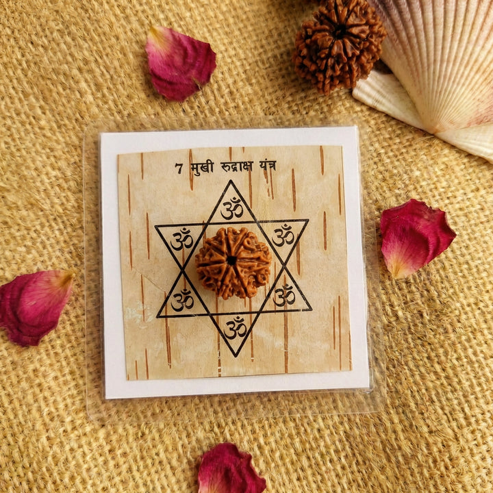 7-Mukhi Rudraksha Yantra Altar – Hand-Inscribed Bhojpatra | Mahalakshmi Energy (Pre-Energized)