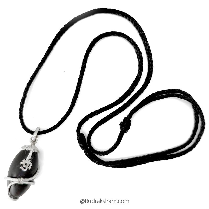 Narmadeshwar Lingam Om Pendant | Original Narmadeshwar Shivling Silver Pendant | Narmedashwer Shiva Lingam | Narmada Shivling