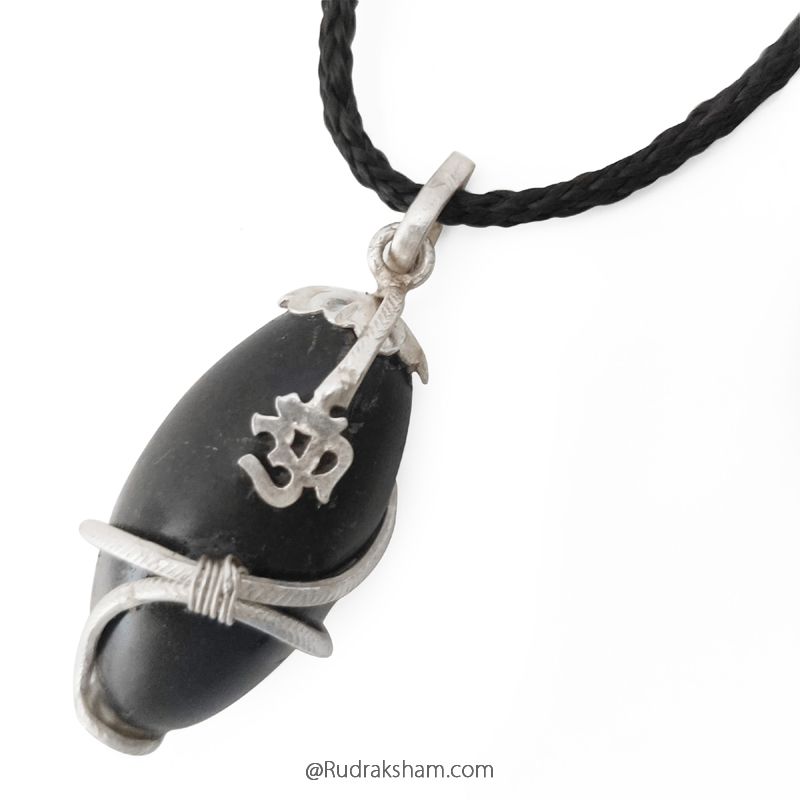Narmadeshwar Lingam Om Pendant | Original Narmadeshwar Shivling Silver Pendant | Narmedashwer Shiva Lingam | Narmada Shivling