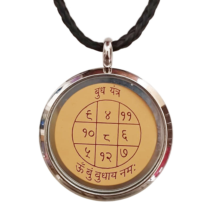 Mercury Locket Yantra Pendant on Bhoj Patra | Siddh Budh Yantra Locket In Stainless steel | Energised Mercury Planet Yantra Stainless steel Locket